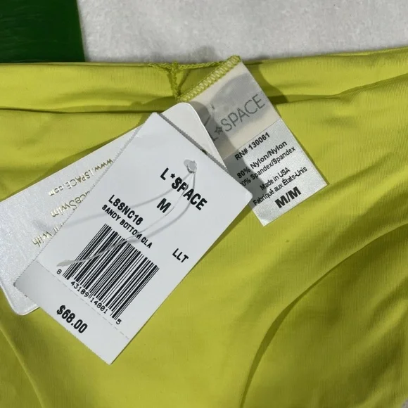 NWT L Space [ SZ Medium ] Sensual Solid‎ Sandy Bikini Bottoms Limelight